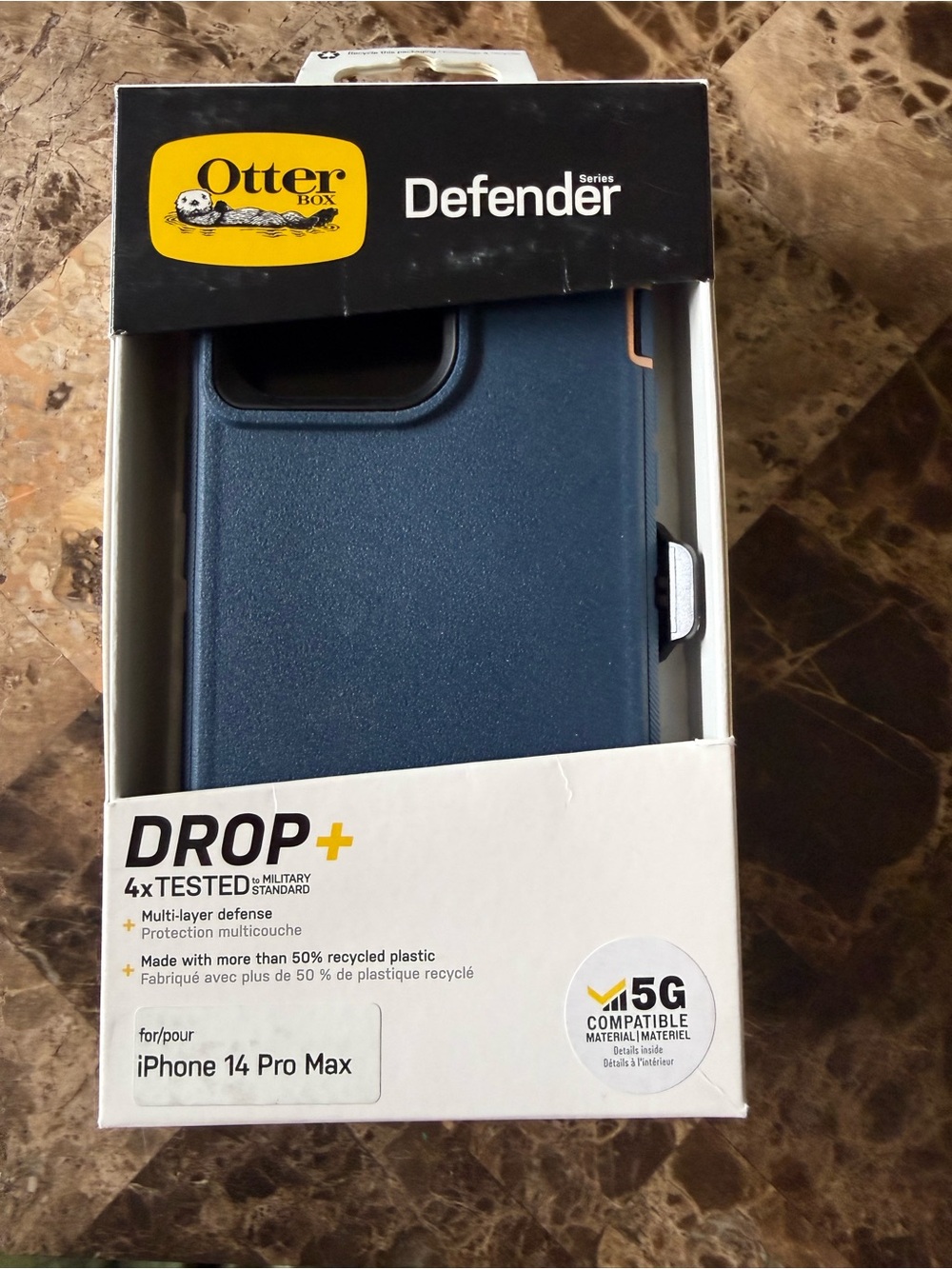 New OtterBox Defender Series iPhone 14 Pro Max Case Blue Orange/Nude with Black